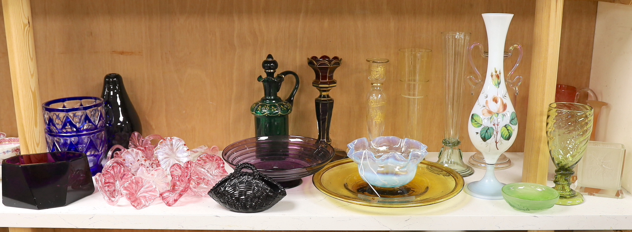 A collection of mixed 19th and 20th century coloured glass